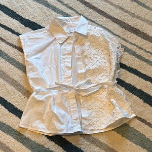 White Lace Button Down Shirt